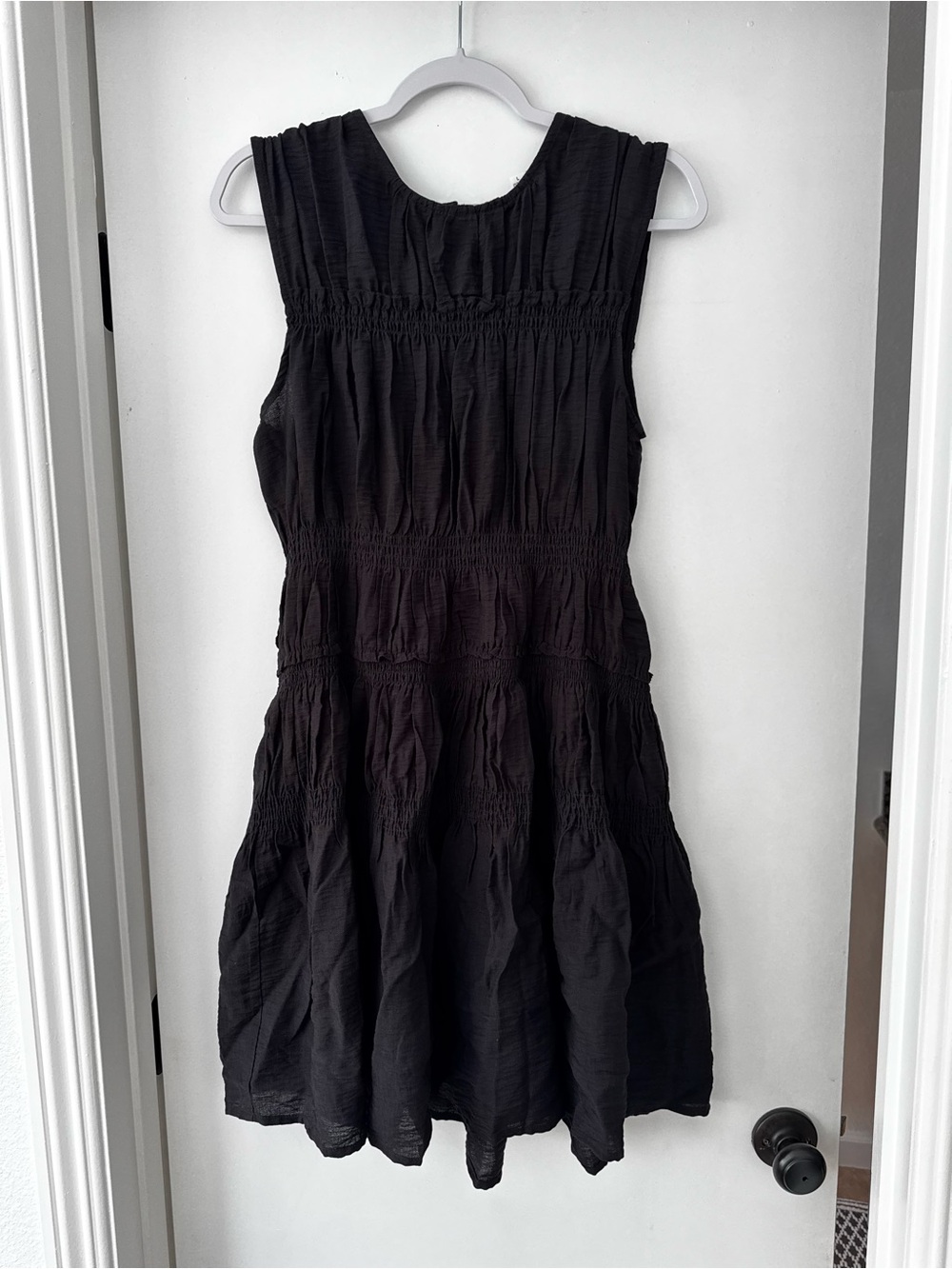 Time and Tru Black Sleeveless Smocked Tiered Dress